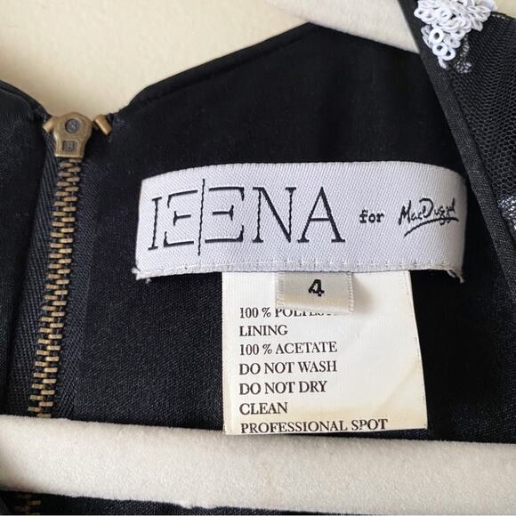 Ieena by Mac Duggal | Sleeveless Mini Sheath Dress Sequins Party Black Gold SZ 4 - Picture 5 of 5